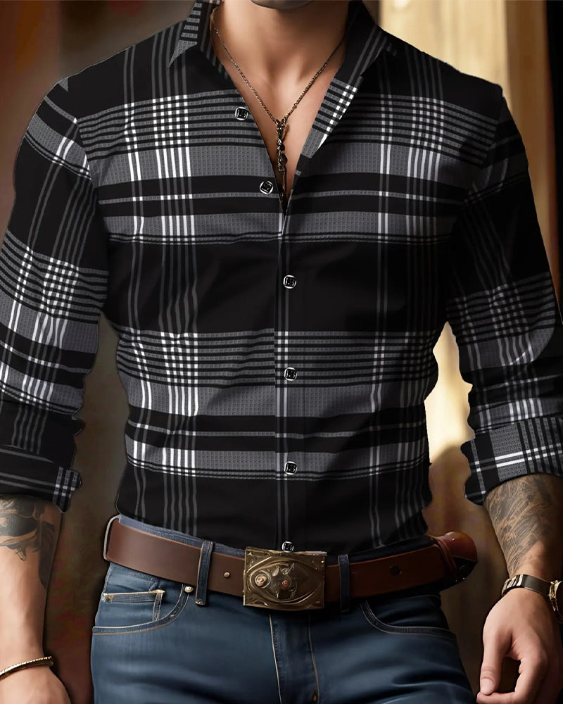 Chemise À Carreaux Casual Manches Longues