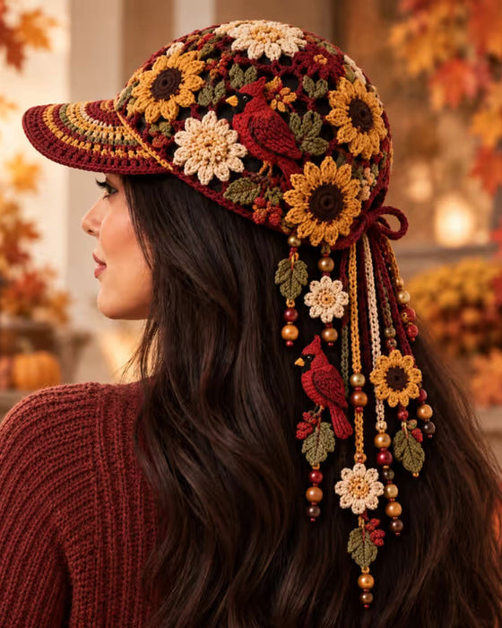 🍂 Casquette De Baseball D'Automne En Crochet Faite Main Pour Femme