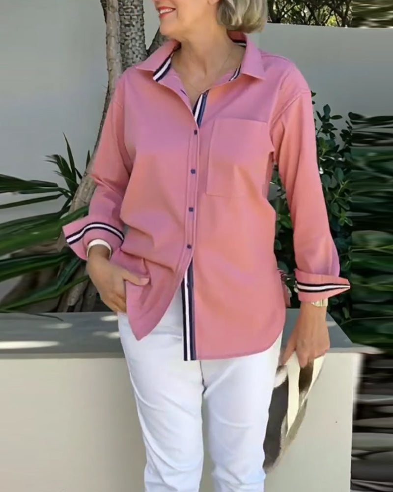 Chemise Manches Longues Col Boutonné Avec Poche