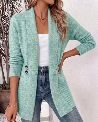 Cardigan Unie Bouton Orné