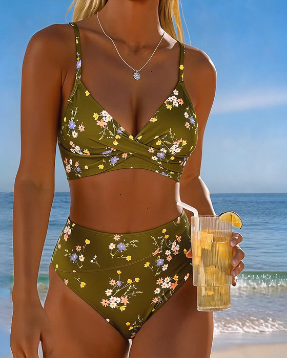 Bikini Sexy Entrecroisé Imprimé Floral