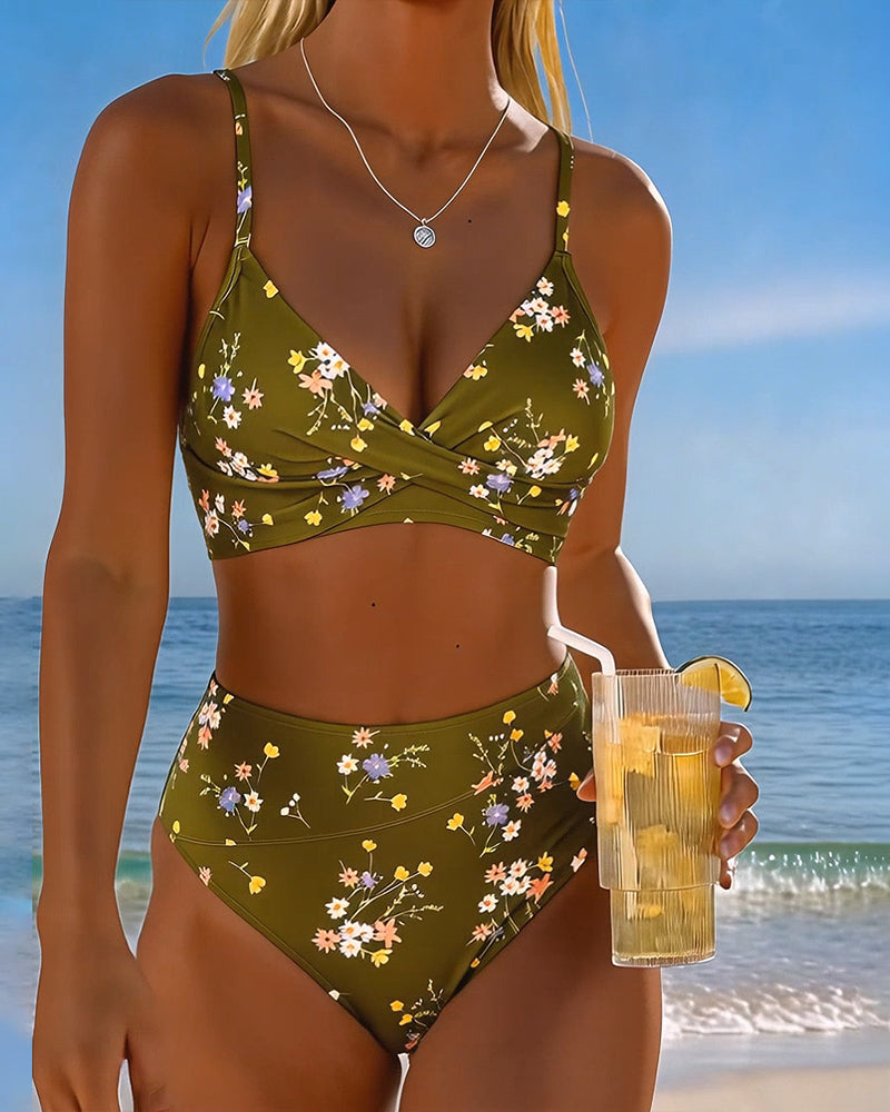 Bikini Sexy Entrecroisé Imprimé Floral