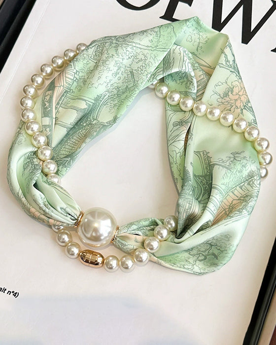 Collier Long Orné De Perles Soie