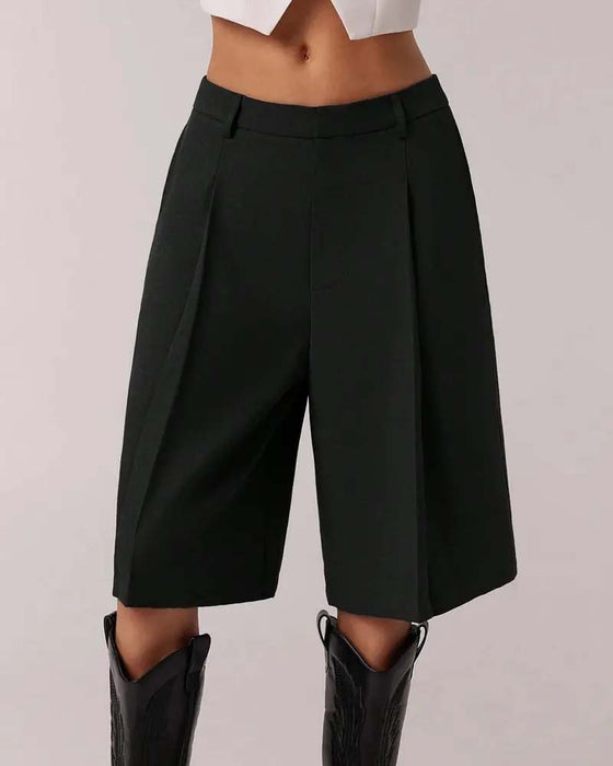 Blazer Pantalon Bermuda Jambe Droite Poche Décontracté