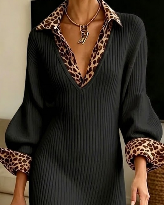 Robe Fausse-Couche Léopard Patchwork Court