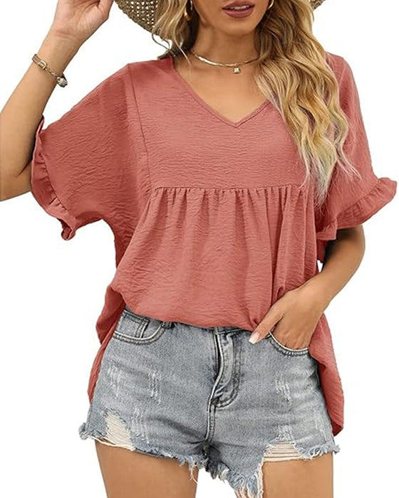 Blouse Décontractée Volant Coupe Loose