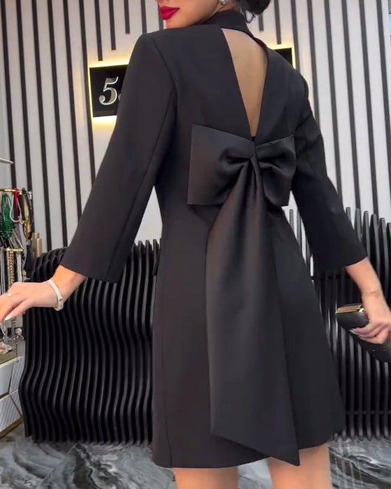 Robe Col Nœud Papillon Costume À Double Boutonnage