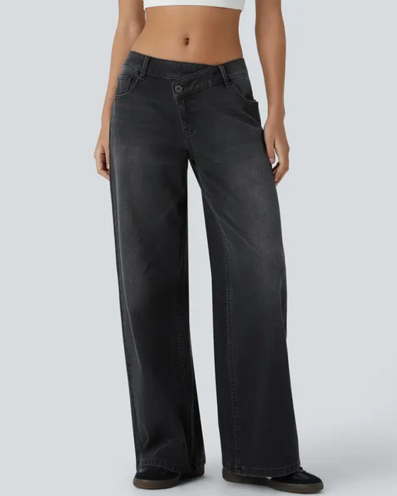 Jean Asymétrique Taille Basse Jambe Large