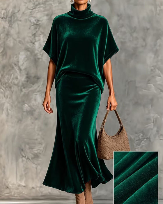 Robe Col Haut Chauve-Souris Manches Courtes Queue De Poisson