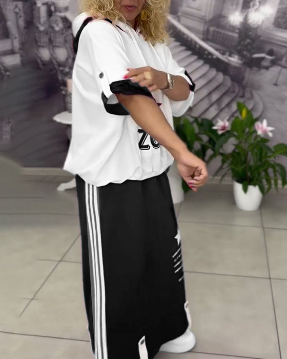 Ensemble À Capuche Cordon Jupe Imprimée