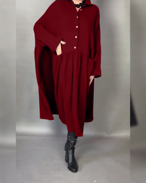 Robe Oversize En A Avec Col À Boutons