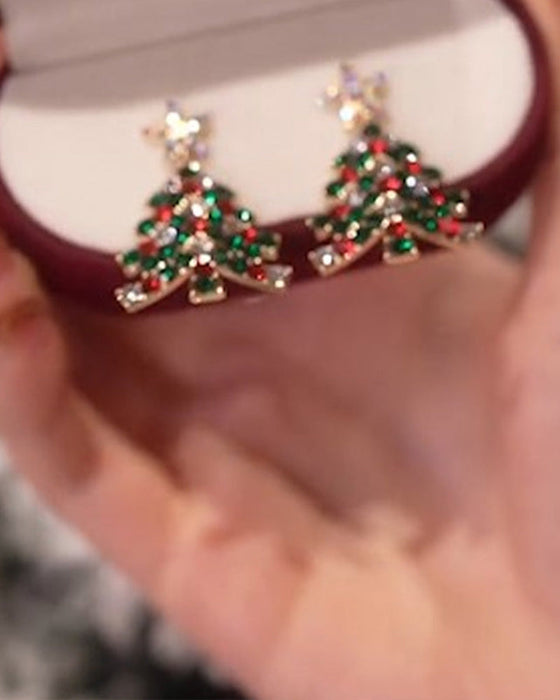 Boucles d'oreilles à tige en forme de sapin de noël