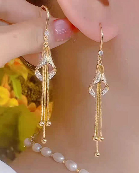 ✨ Boucles D'oreilles Élégantes Franges En Forme De Diamant 💎