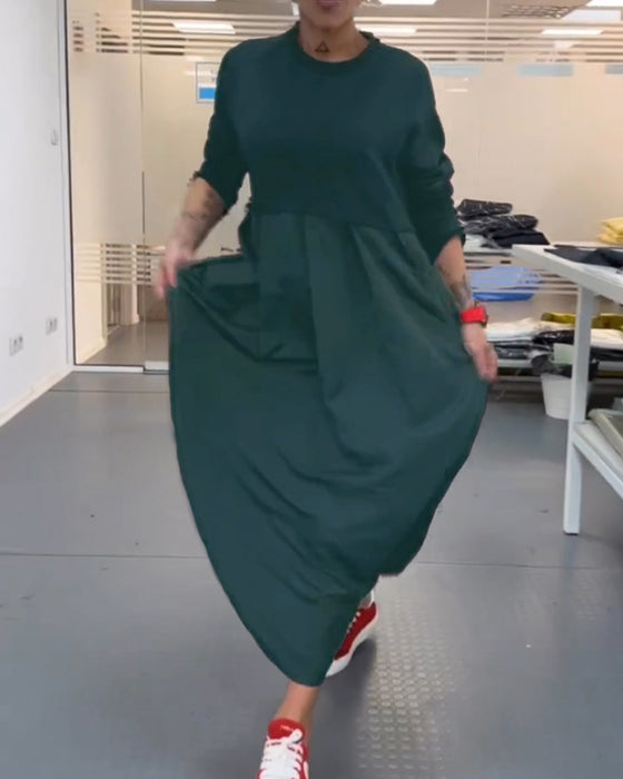 Robe longue décontractée de couleur unie