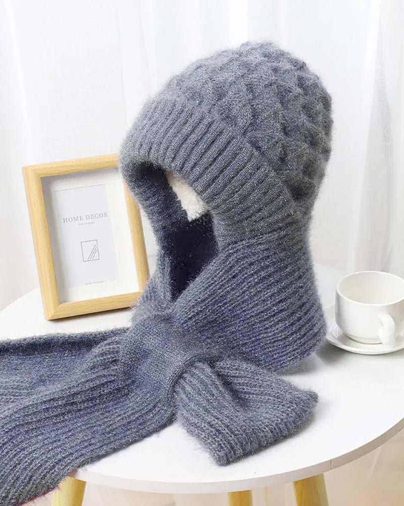 Hiver Polyvalent Tricoté À Capuche Écharpe Pour Femmes