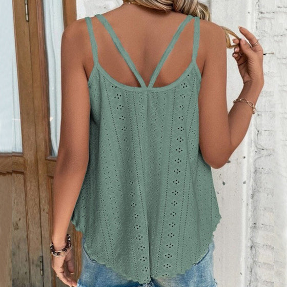 Top Cami Uni Avec Broderie Œillet