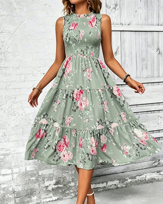 Robe Imprimé Floral Smocké