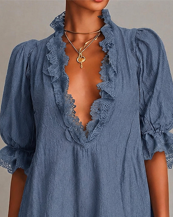 Robe Dentelle Patchwork Asymétrique