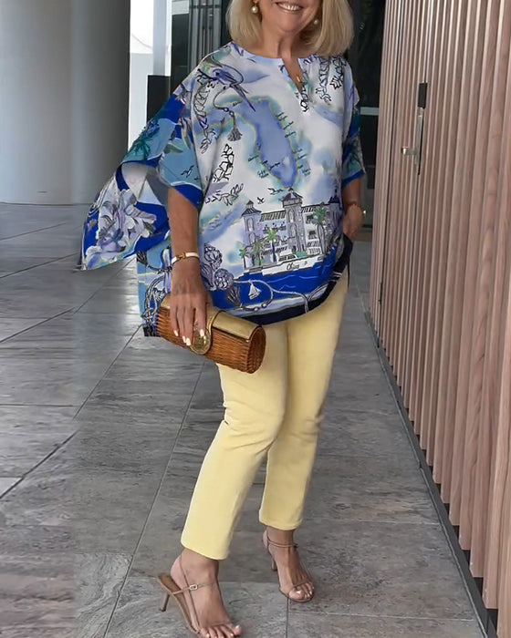Blouse Manche Chauve-Souris Imprimé