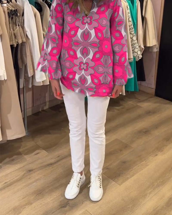 Blouse imprimée ample et polyvalente