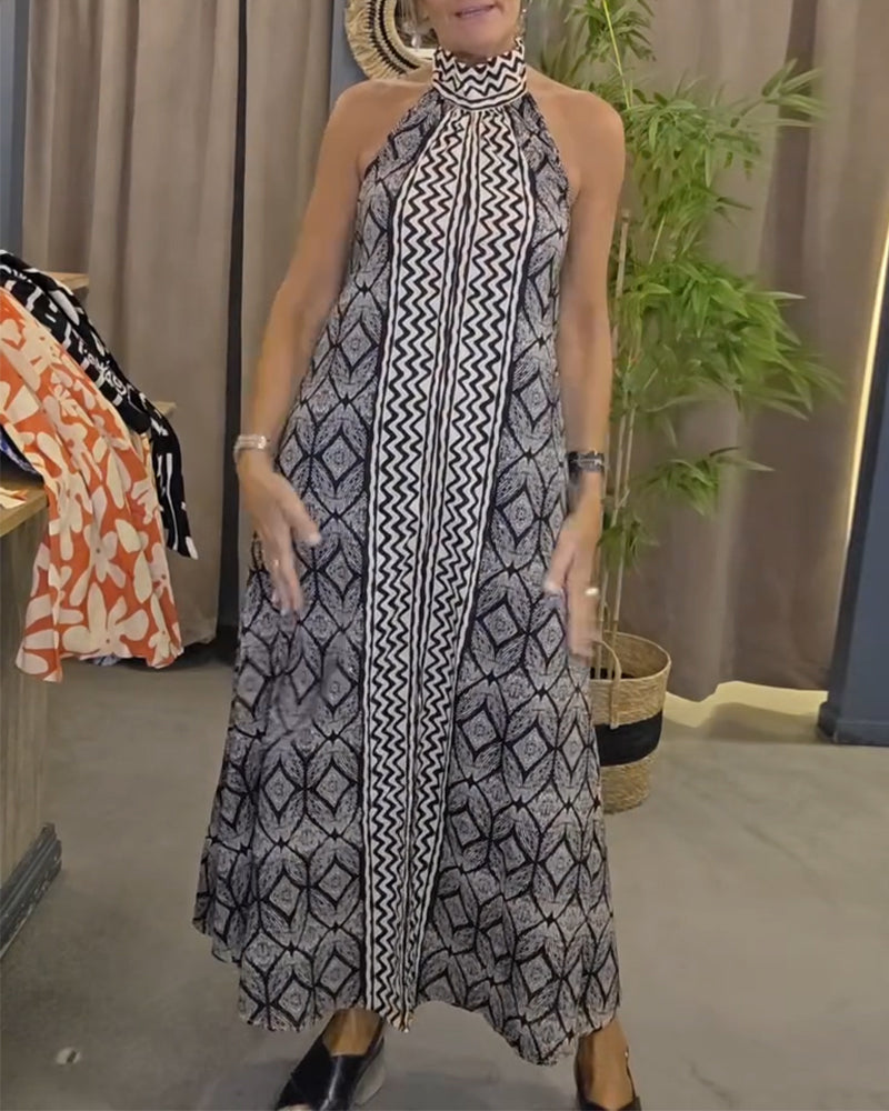 Robe Nuque Imprimé Vichy Ondulé