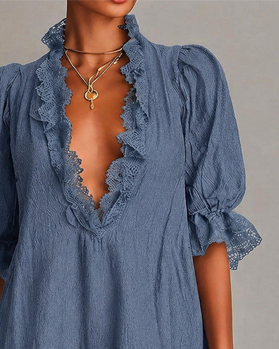 Robe Dentelle Patchwork Asymétrique