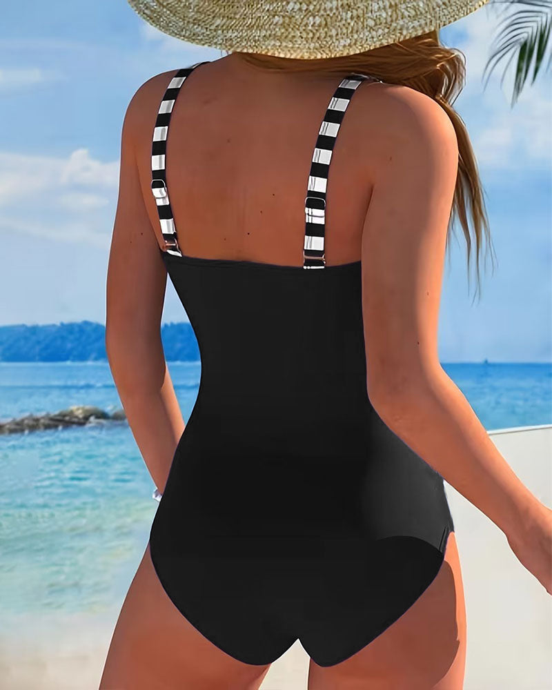 Maillot De Bain Une Pièce Rayé Color-Block