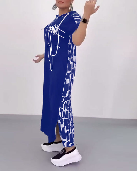 Robe Fermeture Éclair Mi-longue Lâche Contrastée