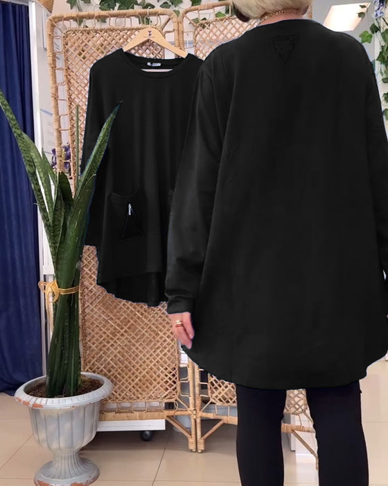 Sweat col rond couleur unie poche zippée