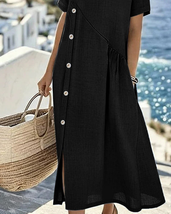 Robe Bouton Décor Décontractée
