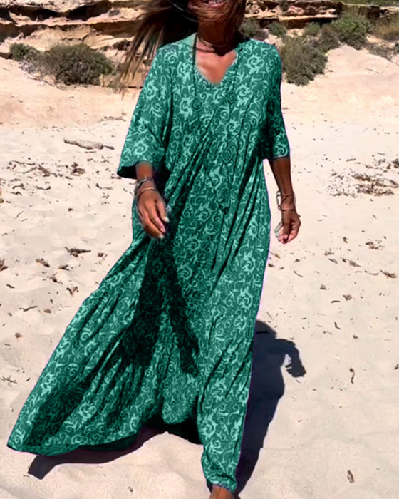 Robe imprimée ample à manches 3/4