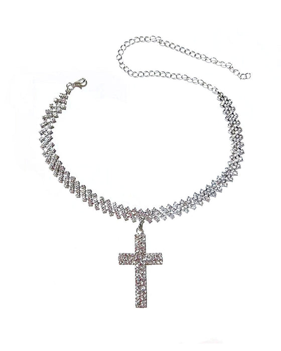 Pendentif croix en diamant étincelant