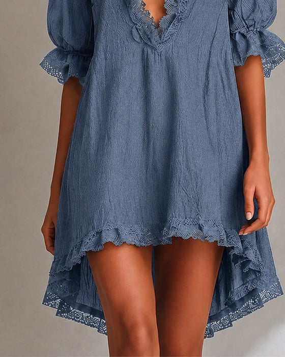 Robe Dentelle Patchwork Asymétrique