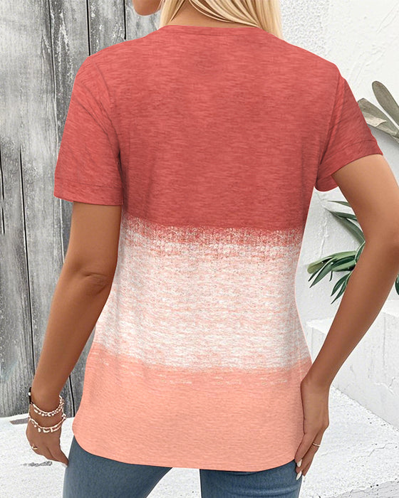 Chemisier Col rond Contraste Manches courtes