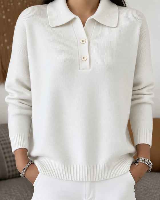 Pullover Demi-Patte Bouton Décontracté