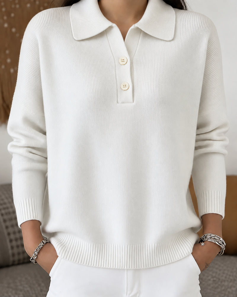 Pullover Demi-Patte Bouton Décontracté