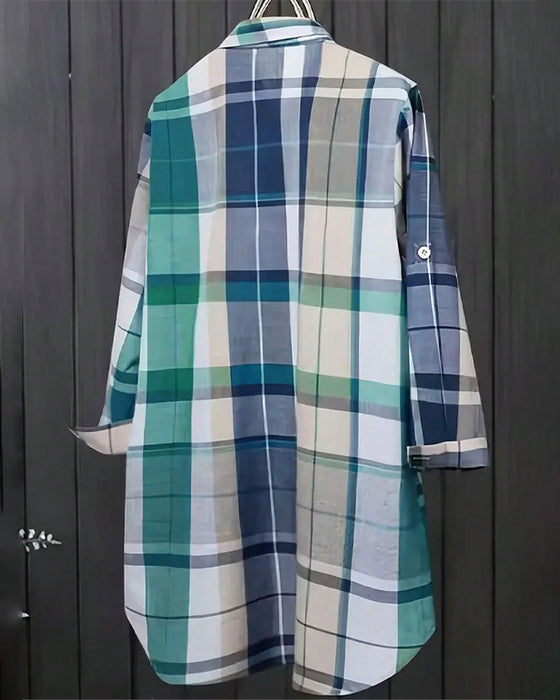 Chemise Décontractée À Carreaux Contraste