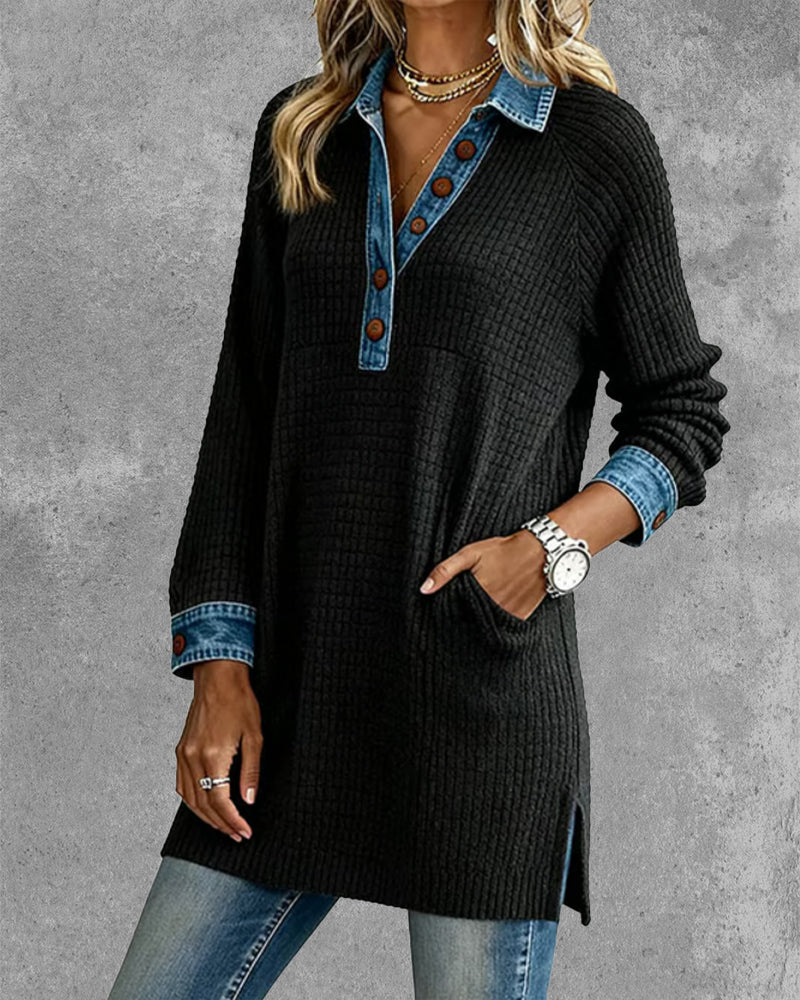 Haut À Revers Et Inserts De Couleur Contrastée