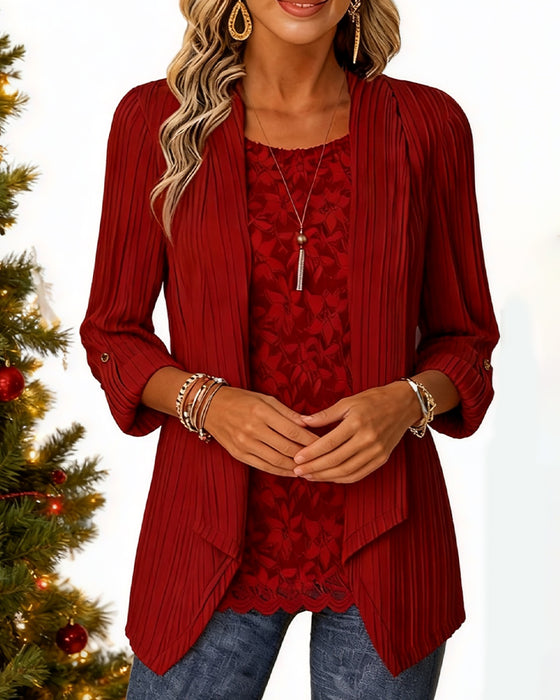 Haut Côtelé À Fausse Deux-Pièces Et Patchwork