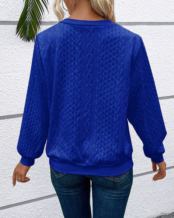 Sweat-shirt décontracté à manches longues et fermeture éclair de couleur unie