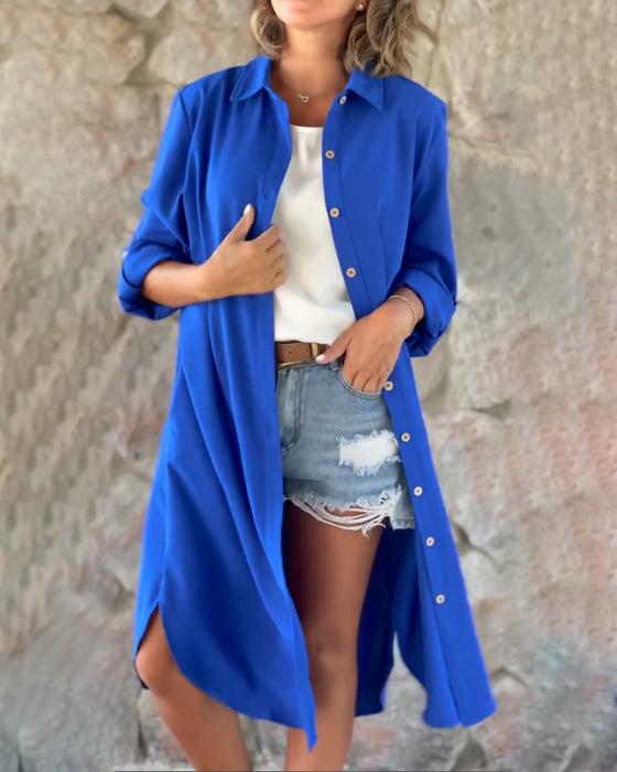 Haut à manches longues de couleur unie