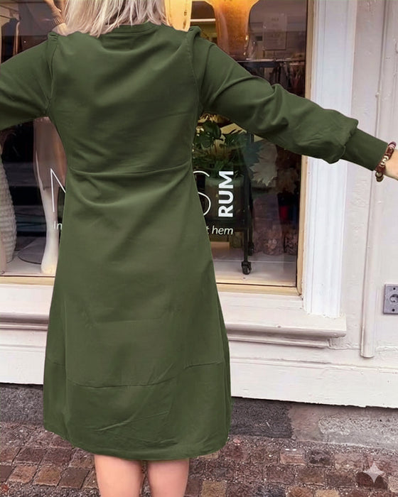 Robe décontractée rétro à manches longues