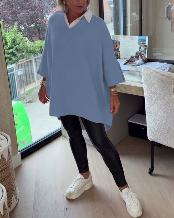 Pull Avec Caractéristiques Col V, Boutonné Et Asymétrique