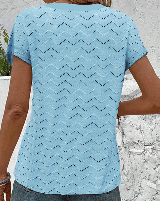 T-shirt Col En V Creux Manches Courtes