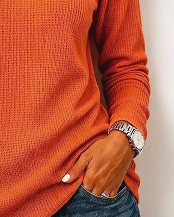 Blouse Décontractée Col Mock Manches Longues