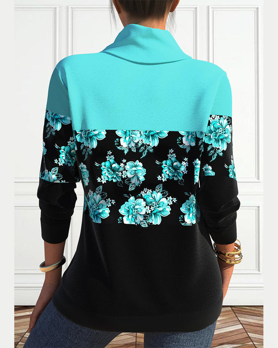 Sweat à cordon imprimé fleuri