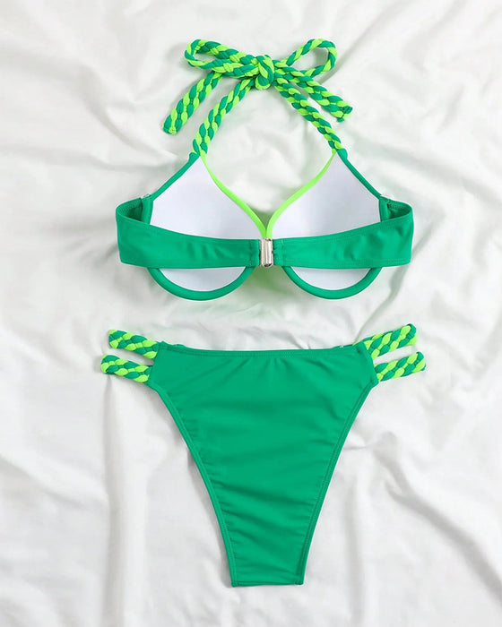 Ensemble bikini dos nu bloc de couleur