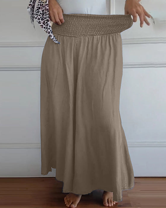 Pantalon à taille élastiquée et jambes larges