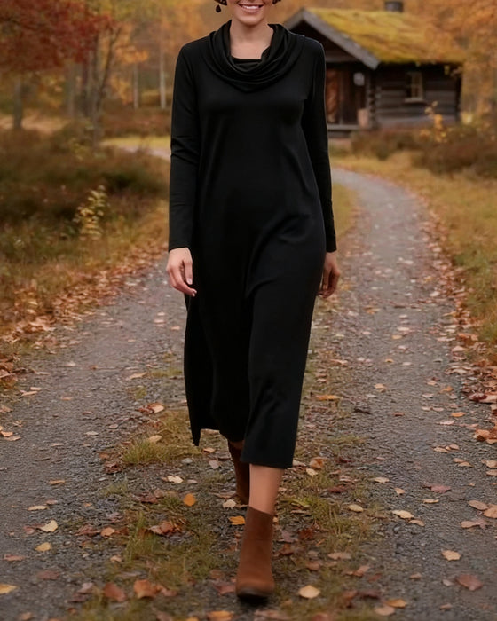 Robe décontractée simple de couleur unie avec poche