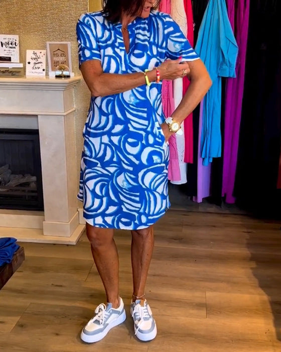 Robe imprimée décontractée à manches courtes